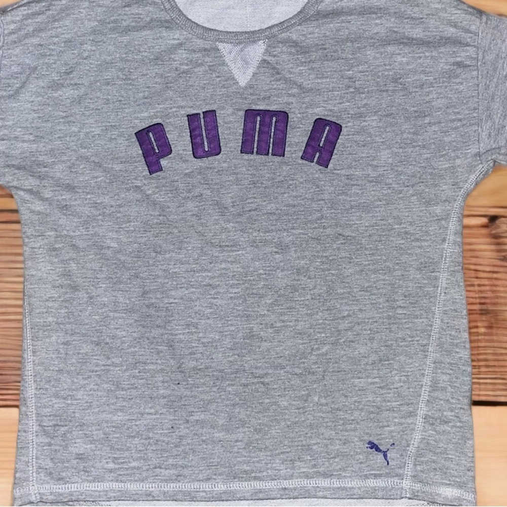 Women’s Sz S LOGO Puma Sweatshirt -Grey w/Purple -crew neck EUC-Sz S - Picture 12 of 12